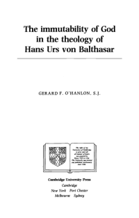 Immutability of God in the Theology of Hans Urs von Balthasar