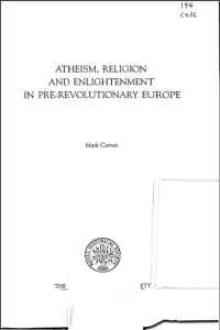 Atheism, Religion, and Enlightenment in Pre-Revolutionary Europe