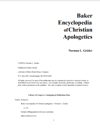 Baker Encyclopedia of Christian Apologetics